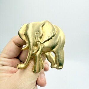 Gold Tone Elephant Large Brooch Pin